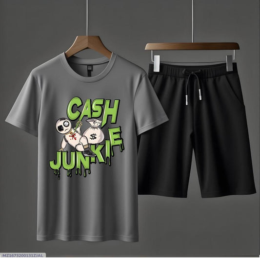 2 Pcs Men’s Jersey Printed T-Shirt&Shorts Track Suit